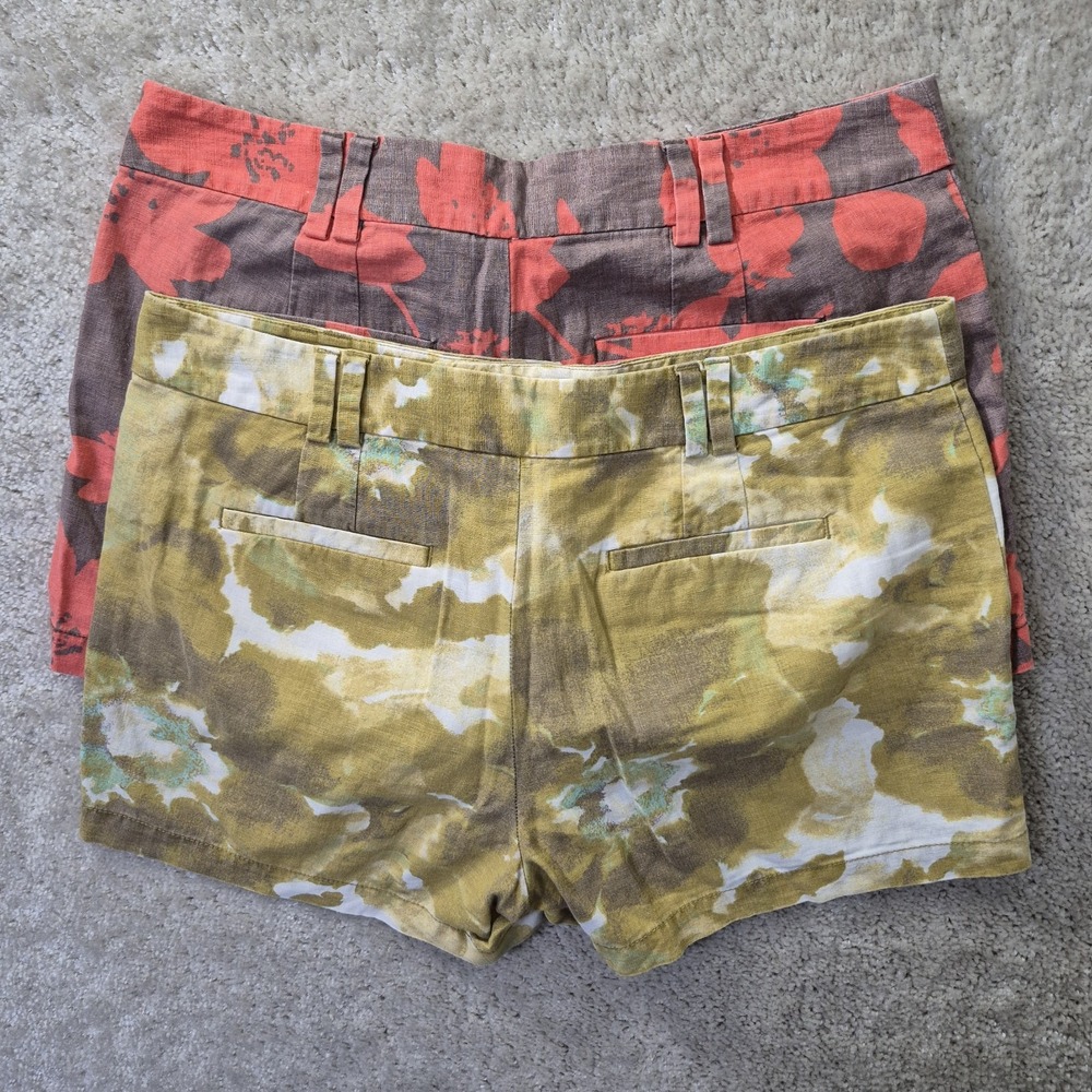 Ann Taylor Loft Short Size 8 Lot of 2 Linen Blend Chino Yellow Red Beach Coastal - Picture 12 of 12